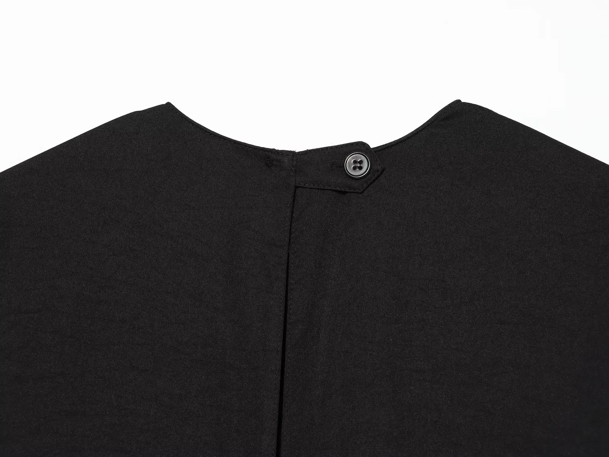 TFMLN Damen Einfarbiges Langes Kleid Rundhals Lange Ärmel Rüschenkanten-Dekoration Sommerkleidung Modische Elegante Schlanke Kleider – Detail 10