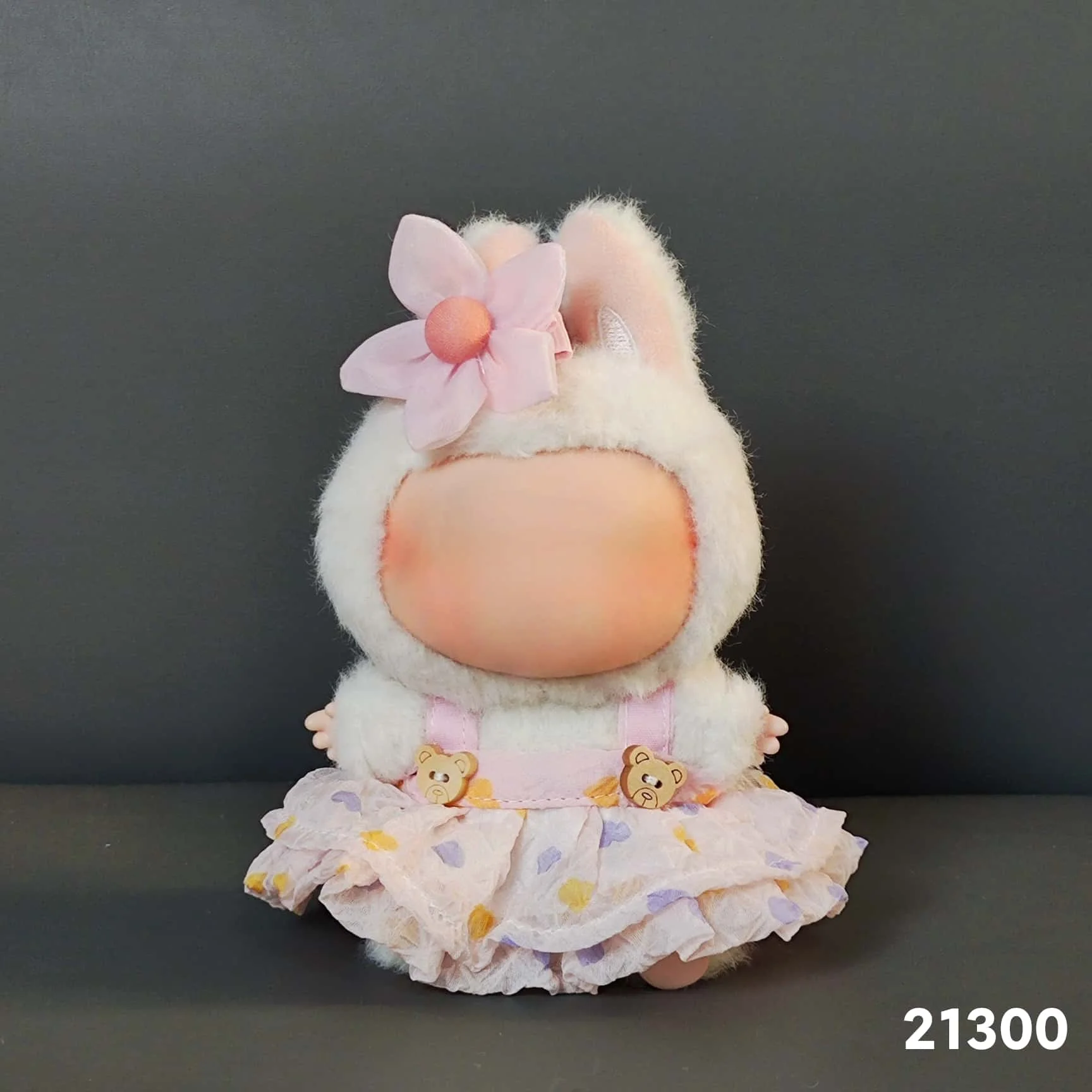 

17cm Labubu Doll Outfit Set White Hooded Dress With Pink Flower Bear Decor Cute Doll Clothes DIY Kid Gift Fashion Accessories