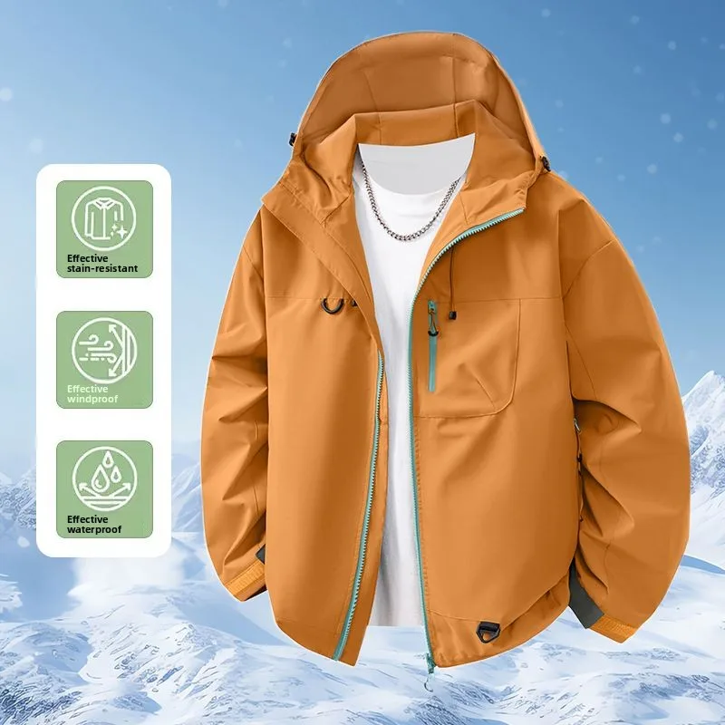 

Retro American Sle Men's Outdoor Jaet Loose Fit Hooded Windproof Waterproof Couples Coat Autumn Season Faionable Brand