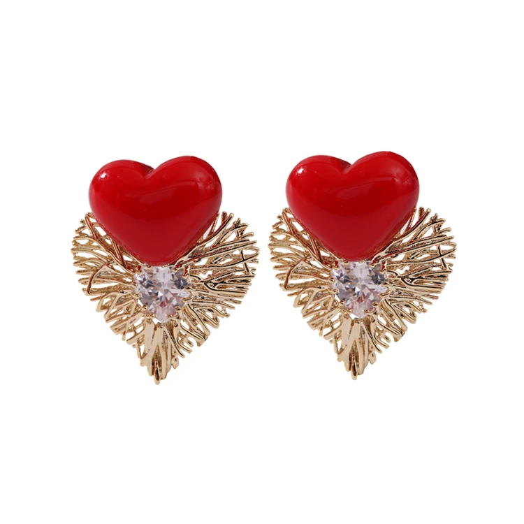 Stud earrings tide red love high sense light luxury earrings