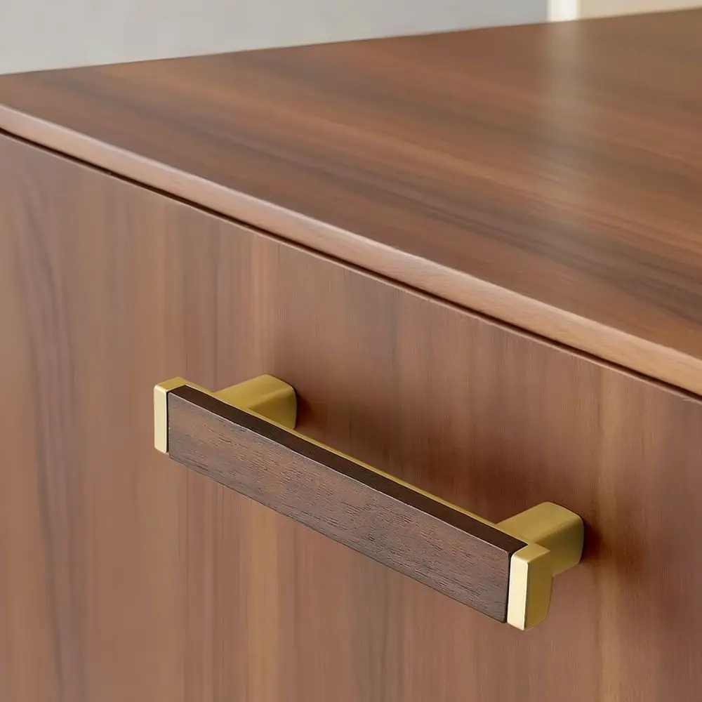 High Quality Walnut Wood Drawer Handle Modern Furniture Knob Cabinet Pull Wardrobe Door Hardware Vintage Decor