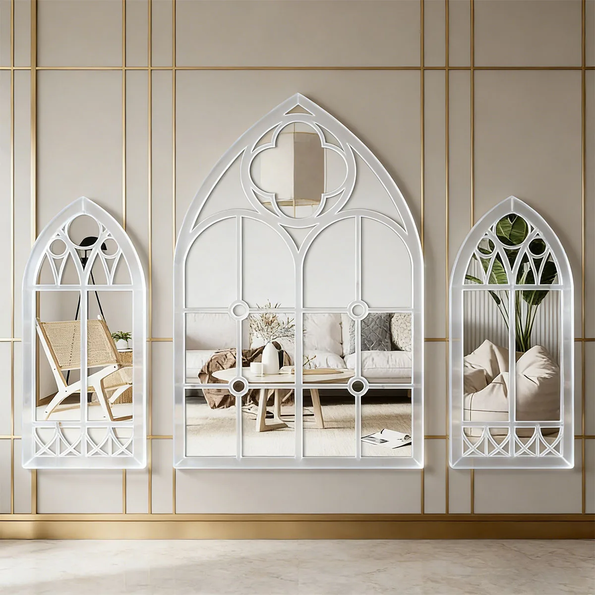 

Window Frame Mirror Wall Decor Rustic Wood Window Pane Country Farmhouse Decoration, Wood Framed Living Room Entryway Mirror