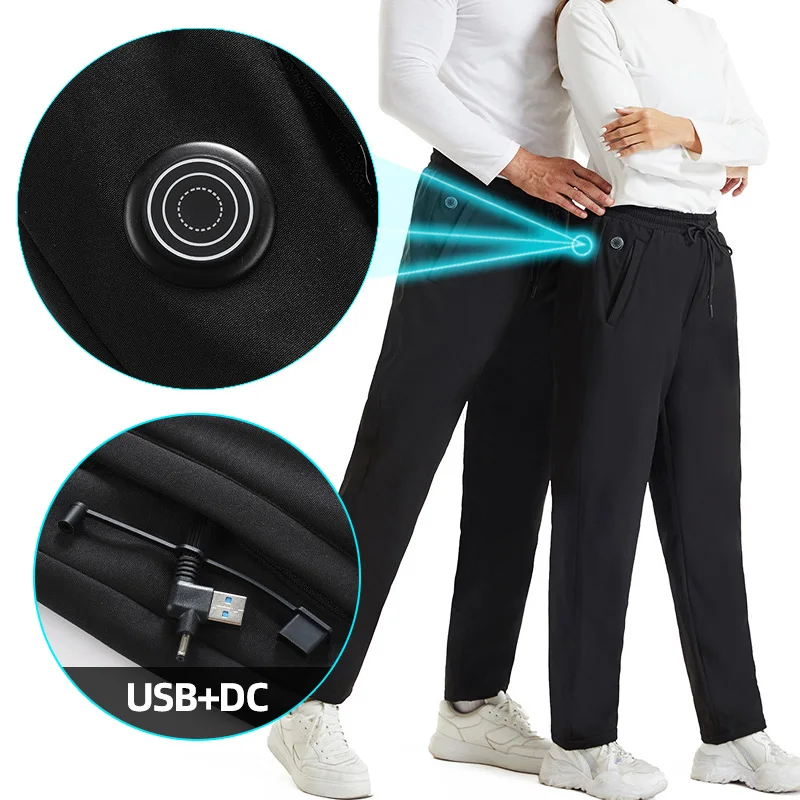 Pantalones calefactables de 12 áreas para hombres y mujeres, pantalones autocalentables eléctricos USB para senderismo al aire libre, pantalones calefactables para nieve, pantalones calefactores