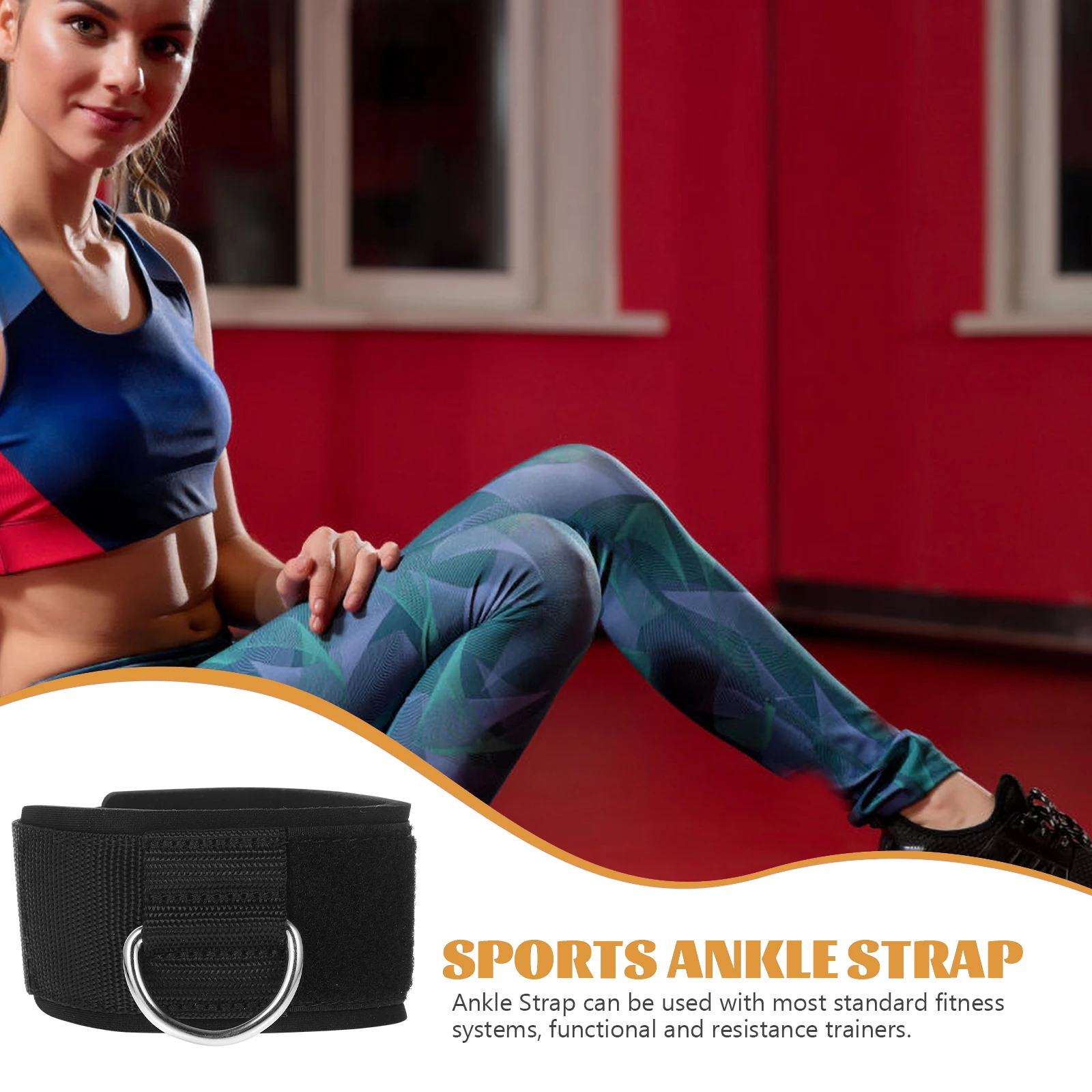 

2pcs Leg Training Foot Buckle Silver D Ring Ankle Strap Adjustable Cable Machine Belt Neoprene Fitness Portable