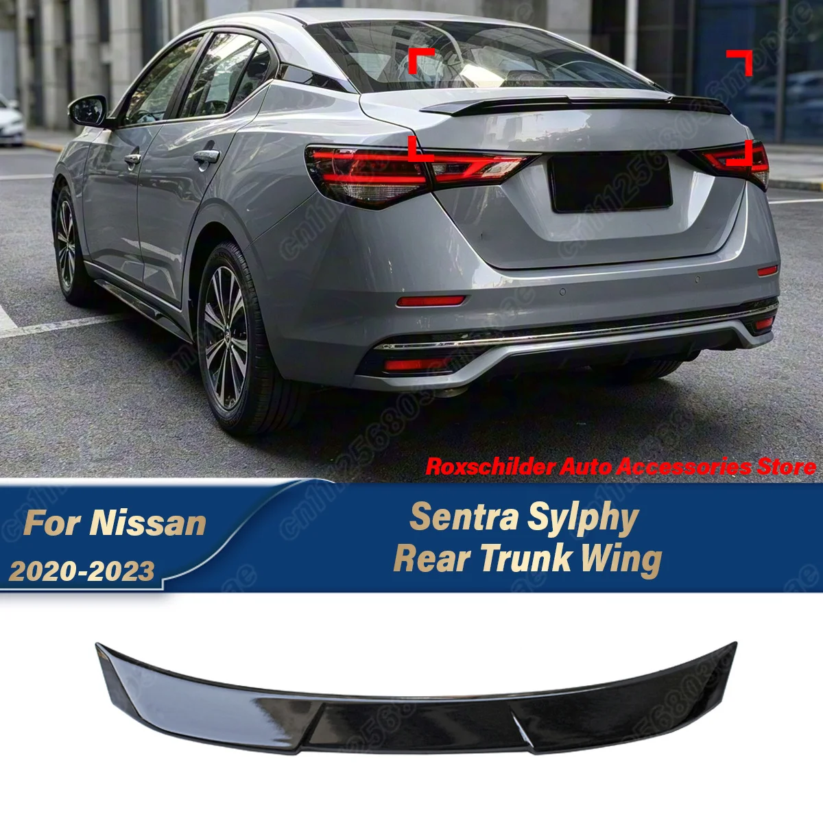 For Nissan Sylphy 2020 2021 2022 2023 No-drill Lossless Rear Trunk Spoiler Car Fixed Wing Tail Spoiler Body Modification Kit
