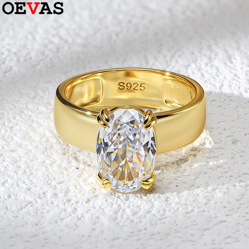 

OEVAS 4.5CT 8X12MM Oval Moissanite Rings for Women S925 Sterling Silver Sparkling Wedding ring Party Fine Jewelry Gift