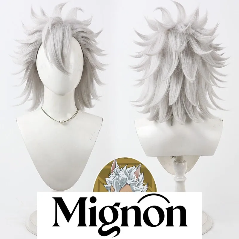 

Mignon Twisted Wonderland Little Mermaid Jack Cosplay Wig Silver White Flipped Styling