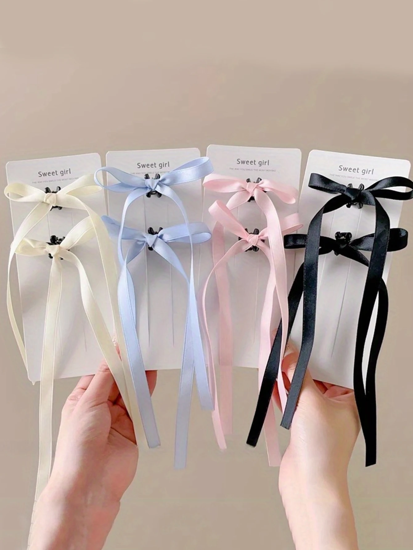 2/8 Pcs Fashion Simple Bow Ribbon Hair Claws For Women Girls Party Hair Accessories