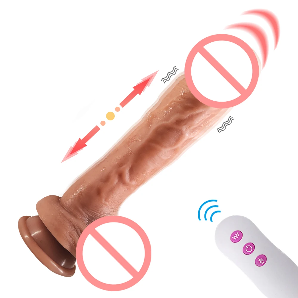 Telescopic Vibrating Thrusting Realistic Dildo Female Masturbation Suction Cup Masturbators Penis Remote Control Dick For Women