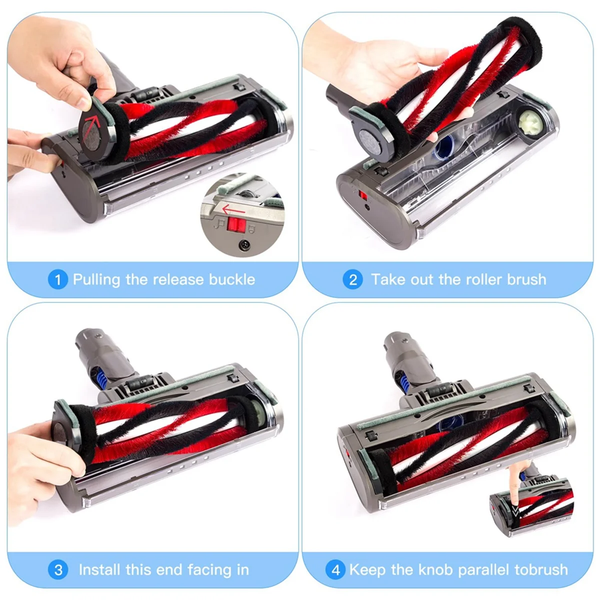 HOT Floor Brush Turbine Brush Head for Dyson V7 V8 V10 V11 V15,Spares Parts with 4 LED Lights for Carpets and Hard Floors