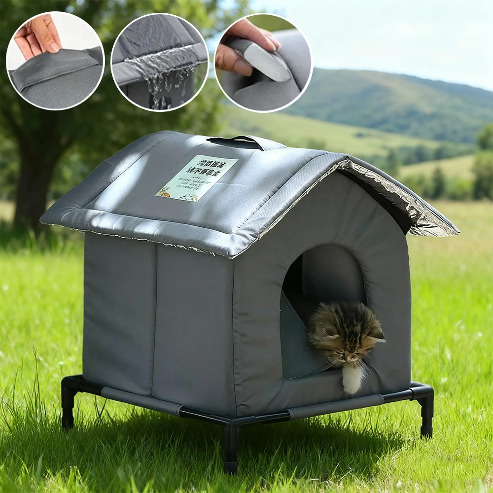 

Waterproof Stray Cat Dog House All Weather Outdoor Winter Warm Pet Cave Sleeping Beds Foldable Washable for Puppy Cuccia Gatti