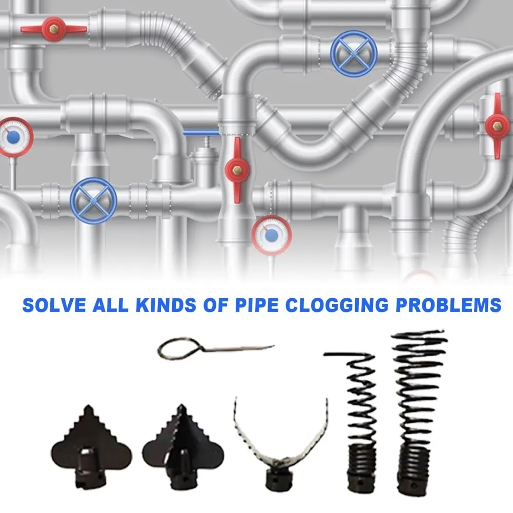 

6pcs/set Heavy-Duty Pipe Cleaning Kit With Multiple Cutting Heads Auger Bits For Plumbing Tools Accessories