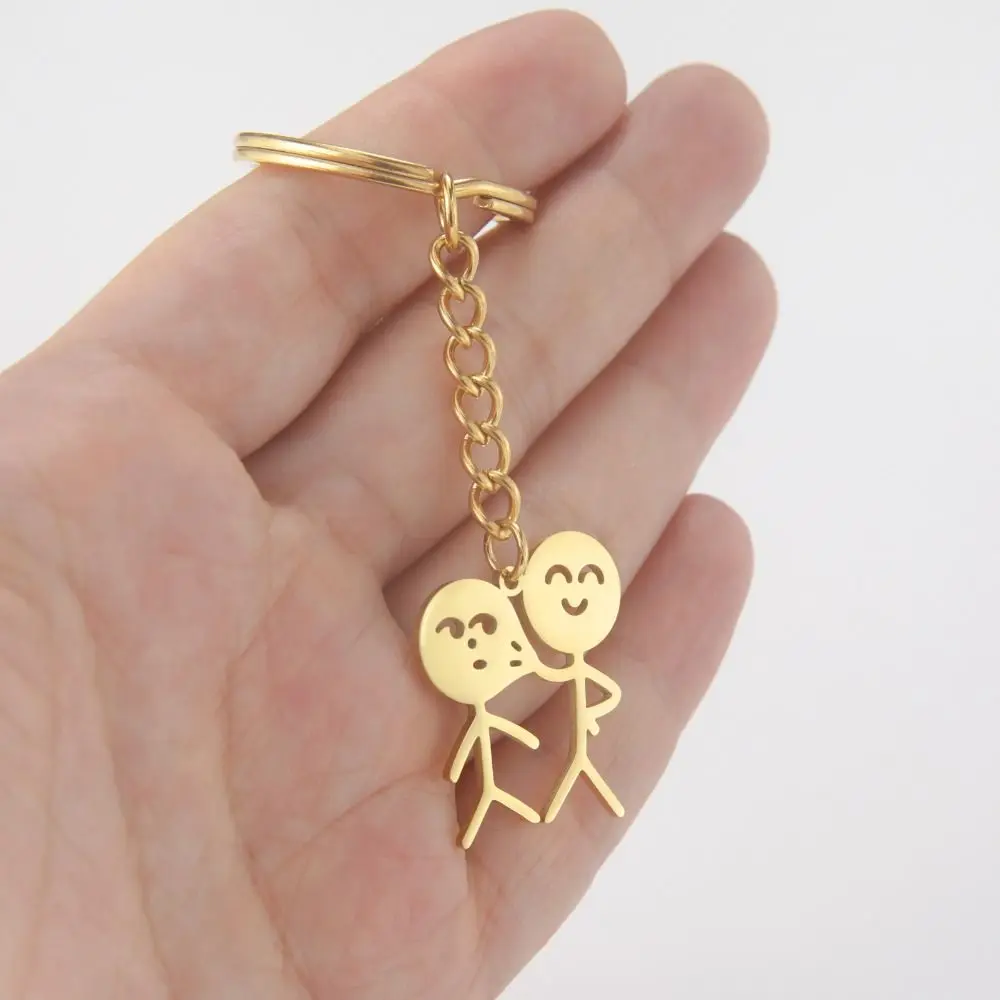 

Bag Pendant Than Heart Stickman Keychain Personality Interesting Couple Keychain Metal Cute Match People Keyring Jewelry Gifts
