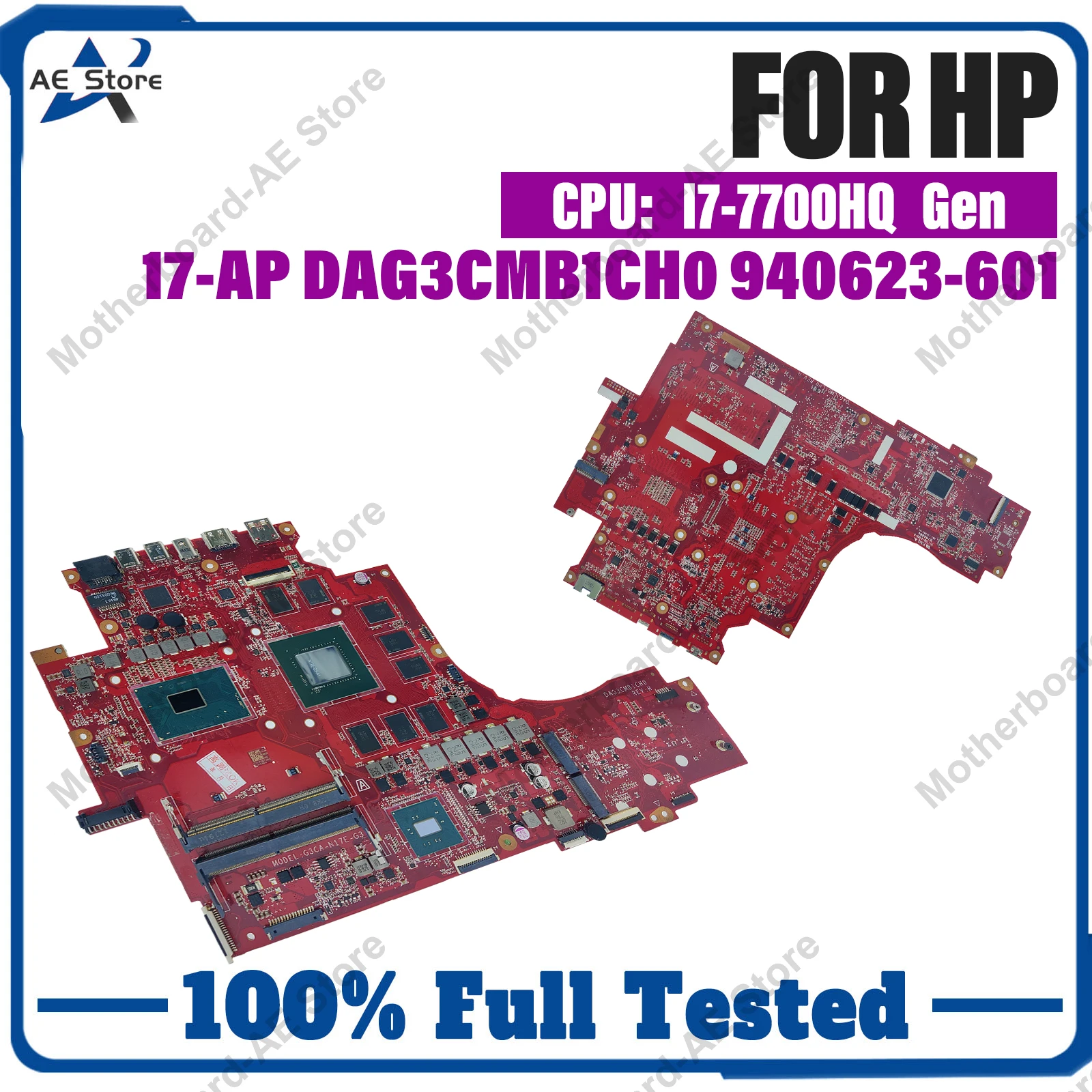 DAG3CMB1CH0 For HP Omen 17-AP DAG3CMB1CH0 Laptop Motherboard 940623-601 With I7-7700HQ CPU GTX1070 GTX1080 V8G GPU Fully Tested