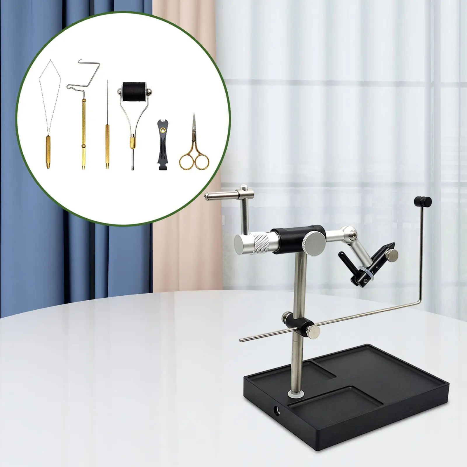 

Fly Tying Set Adjustable 360 Degree Rotary Scissors Bobbin Thread Holder Flies