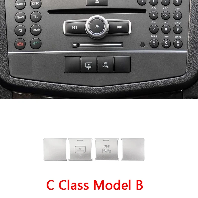 Car Center Console CD Panel Air Conditioning Button Sticker Trim For Mercedes Benz C E Class W204 W212 GLK X204 Accessories