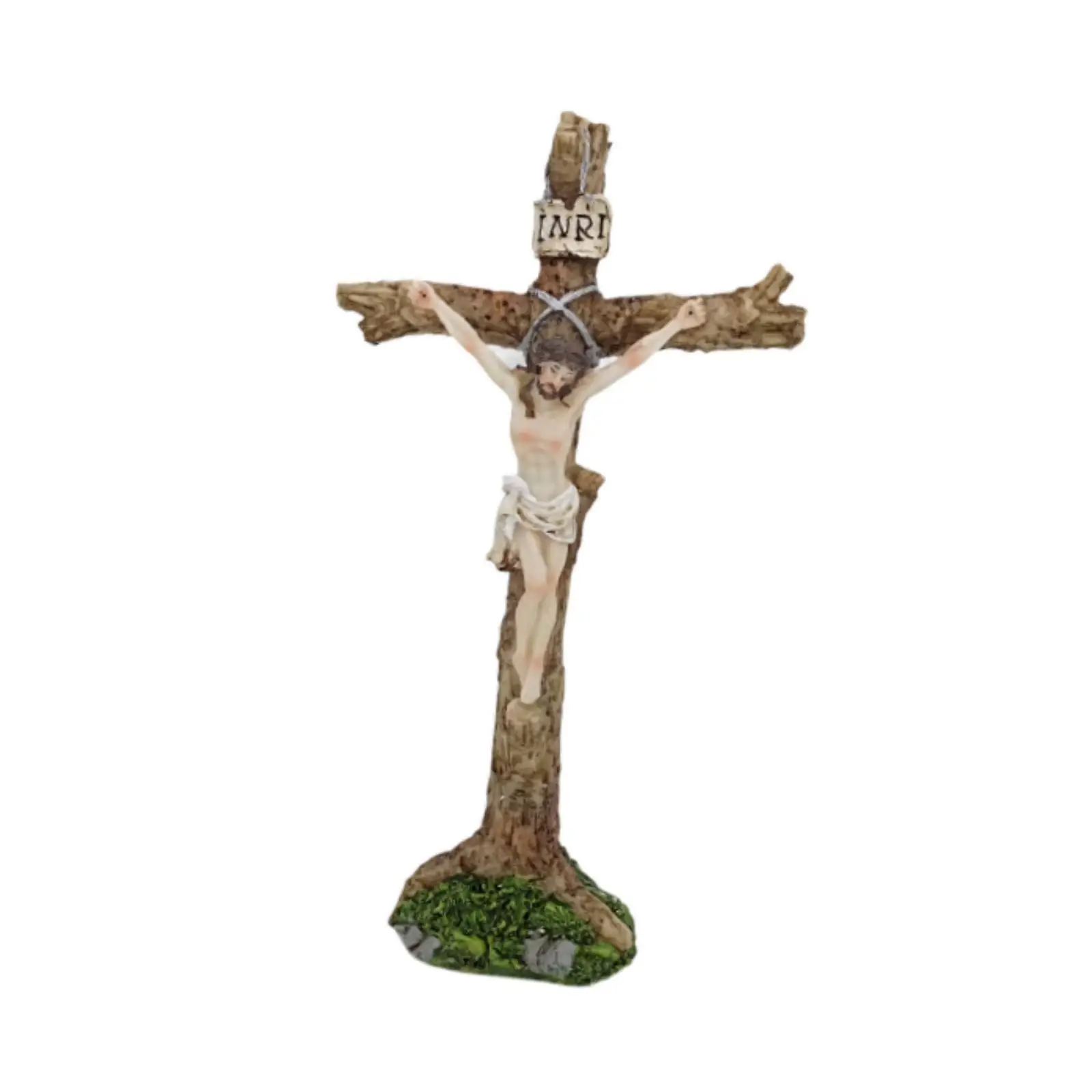 Standing Crucifix Sculpture Passion Crucifix Tabletop Centerpiece Holiday Jesus Cross Figurine Easter Decoration for Table