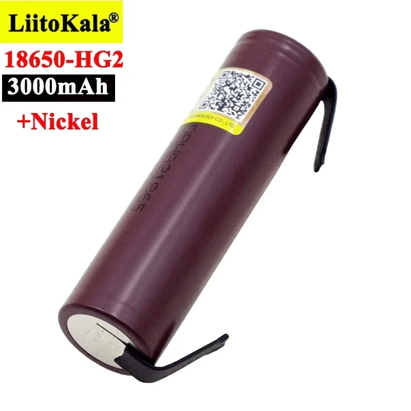 Original Liitokala New HG2 18650 3000mAh Battery 18650HG2 3.6V Discharge 20A, Dedicated For Hg2Batteries + DIY Nickel