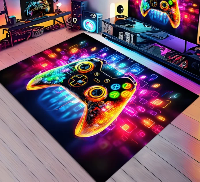 Square Meter with Anti-Slip Dot Plastic Base Gaming Room Game Controller Decor Carpet Living Room Carpet, Sofa Mat, Entrance Mat