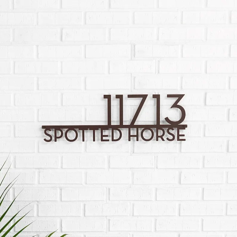 

Mod Mettle Address Sign w/ Street Name, Housewarming Gift, Address Plaque, Street Name, House Numbers, Address, Mid-Century.