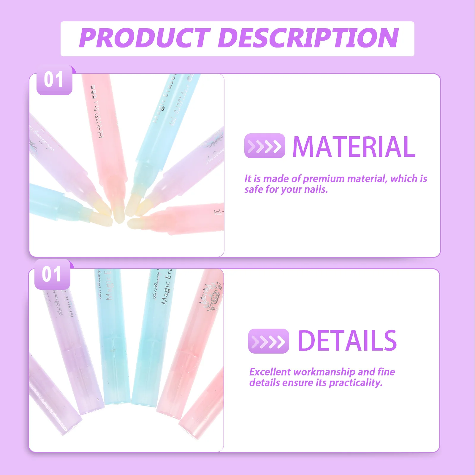 6 Stück Nagellackentferner-Stift Nagelkunst-Korrekturwerkzeug für Kantenreinigung Maniküre-Zubehör Nagelkunst-Detailreinigungsstift