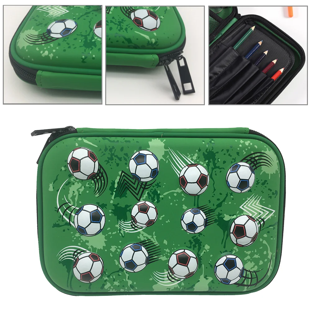 Imagem -02 - Caneta Lápis Bolsa Eva Zíper Case Bolsa de Armazenamento em Forma de Futebol para Crianças Futebol