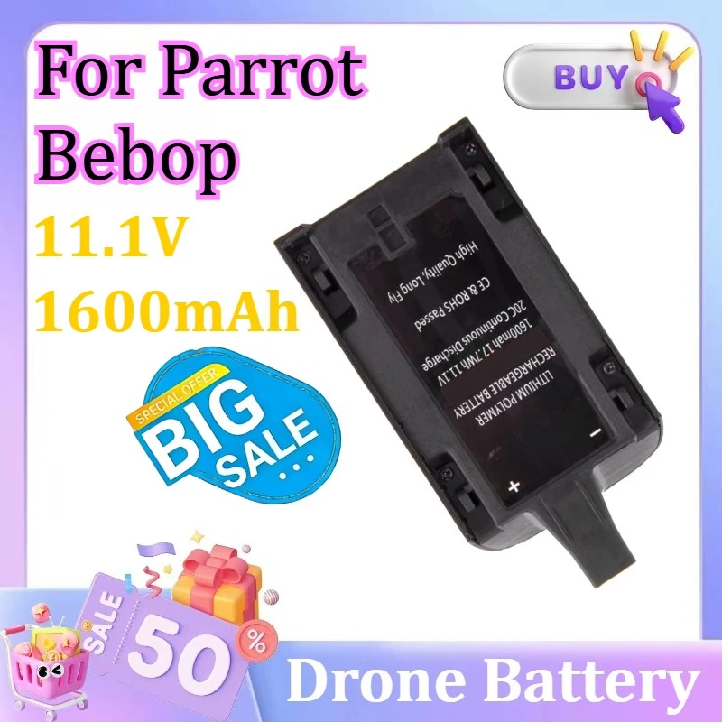 1600mAh 17.7Wh 11.1V Battery for Parrot Bebop Drone Upgrade Capacity Lipo Battery Drone Backup Replacement Battery