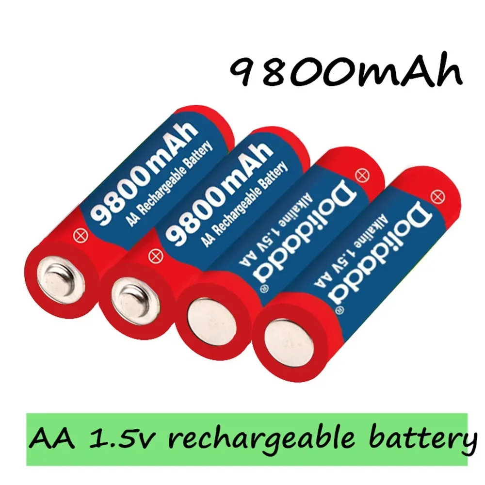 New Tag AA battery 9800 mah rechargeable battery AA 1.5 V. Rechargeable New Alcalinas drummey +1pcs 4-cell battery charger