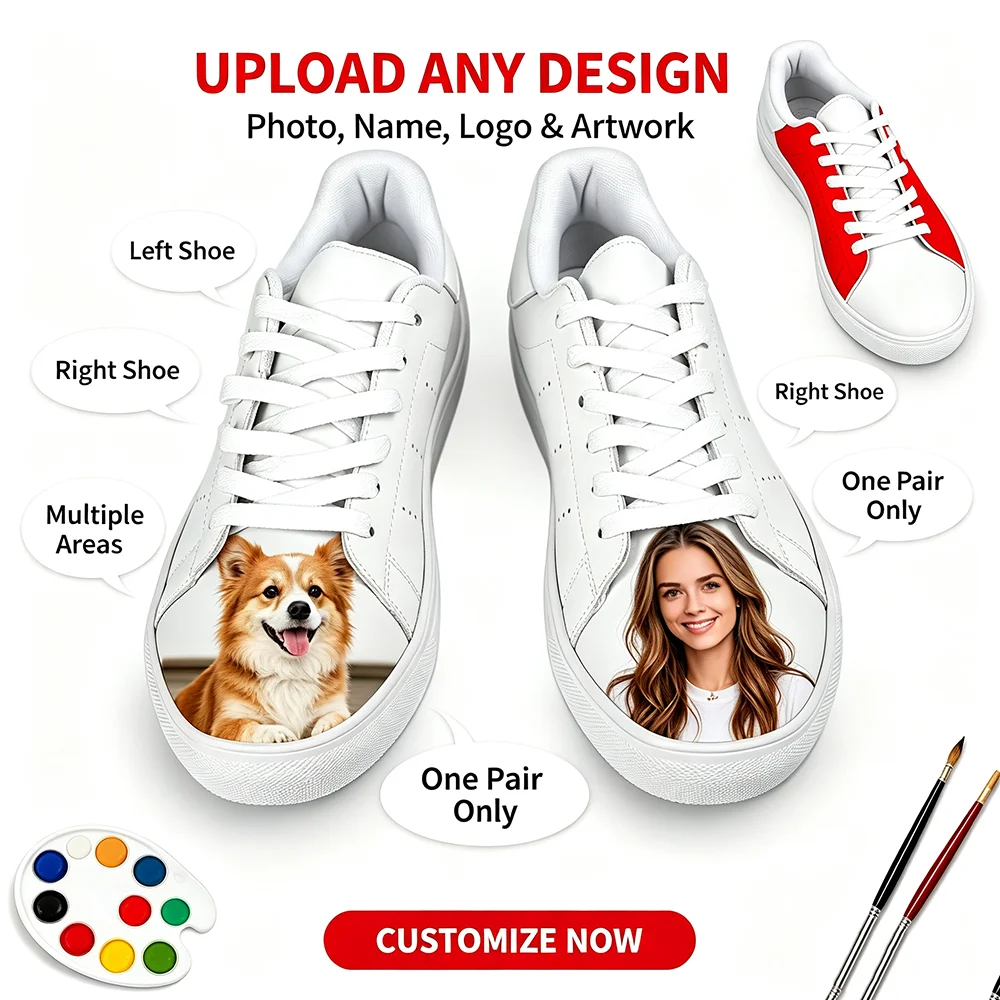 Customized Casual Shoes  Add Your Text or Image Custom Printed Sneakers New Men Women's Fashionable Board Shoes Trendy Versatile