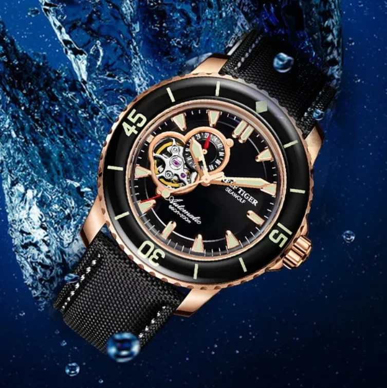 

Reef Tiger Мужские часы для дайвинга 44 мм Автоматические механические наручные часы 20ATM Водонепроницаемые спортивные военные светящиеся сапфировые безели
