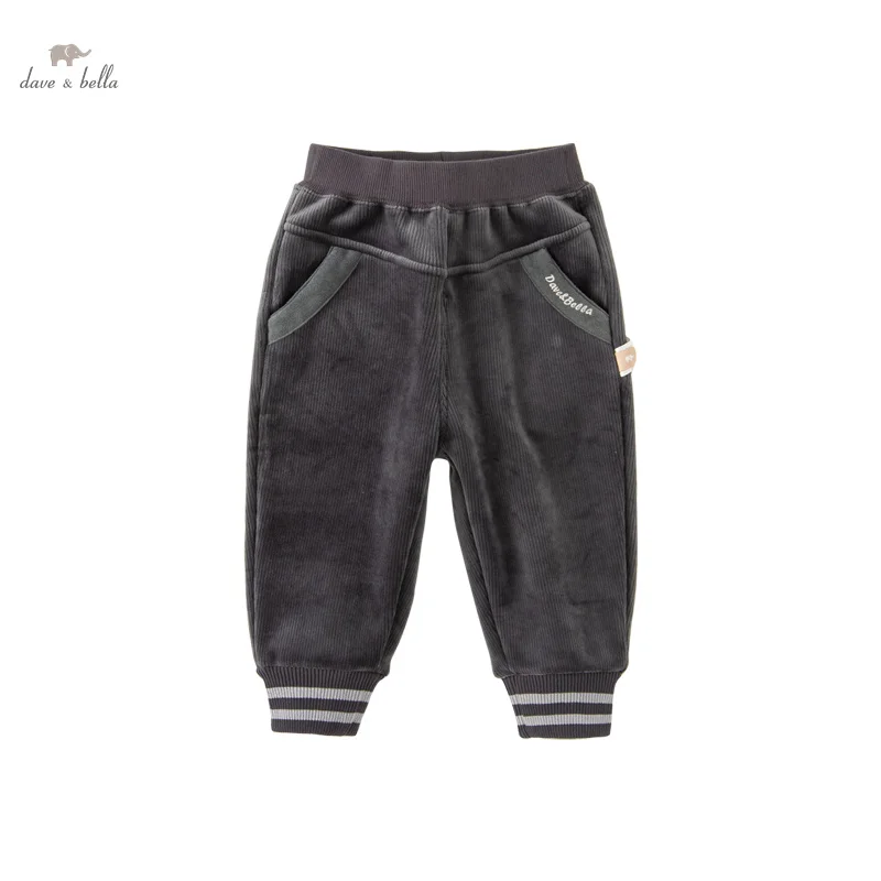 Dave Bella Children Pants 2023 New Autumn Winter Boys Casual Plush Pants Fashion Cool Loose Comfortable Outdoor Sport DB4237585