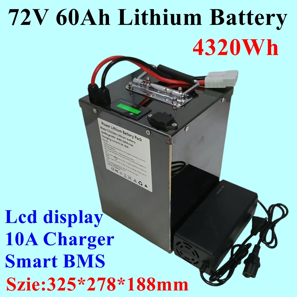 21700 Cells 20S 72v 60Ah  lithium ion battery  with BMS for 3000W 5000W  7000W Boat,golf car,camping car E-Scooter + 10A Charge