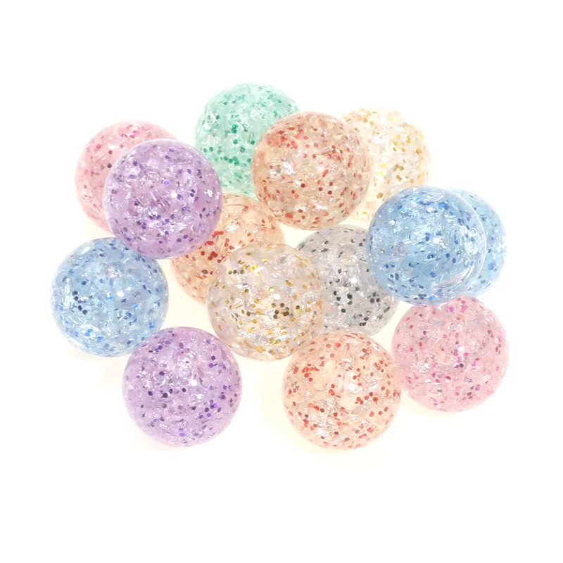 100-30pcs 8 10 12mm Cracked Acrylic Round Beads Glitter Loose Spacer Beads For Jewelry Making Diy Bracelet Necklace Keychain