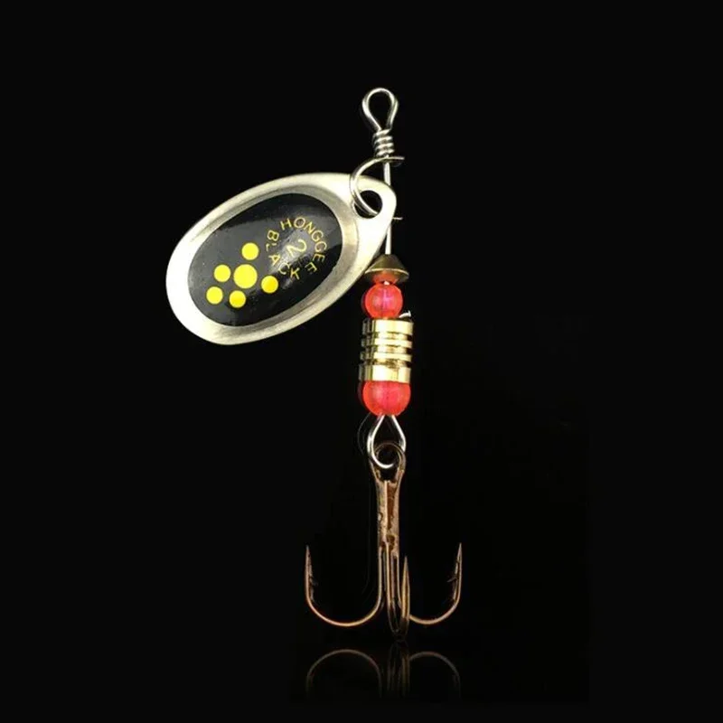 xgnvpy 1Pcs Fishing Lure Spinner Bait 2.6cm 3g Spoon Metal Hard Feather Treble Hooks Spinnerbait Tackle