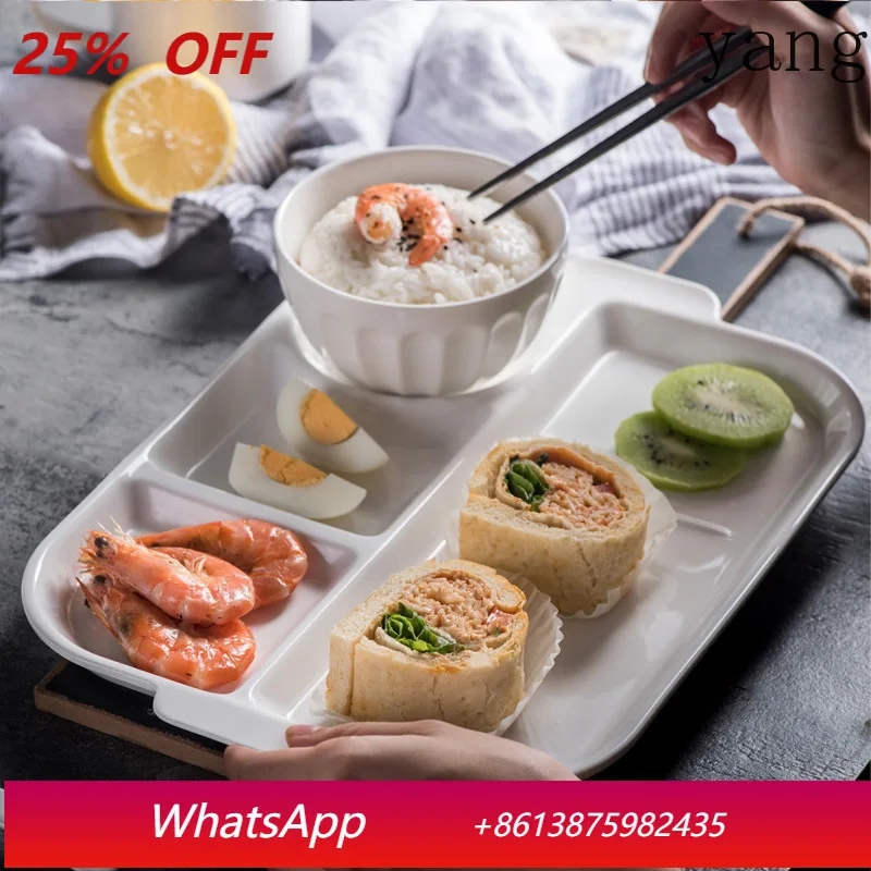 

LMM solid color square ceramic plate multi-grid breakfast sharing plate set