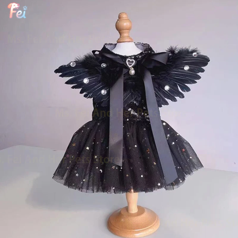 

Trendy Pet Wings Cosplay Dress, Halloween - themed Witch and Angel Style Outfit for Cats and Small Dogs, Perfect Party Apparel