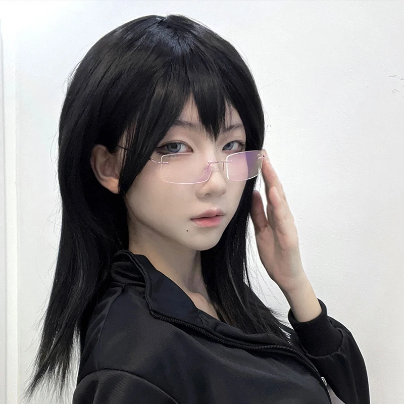 Anime Shimizu kiyoko occhiali Cosplay occhiali da vista in metallo senza cornice rosa occhiali da vista da donna accessori per feste di carnevale di Halloween