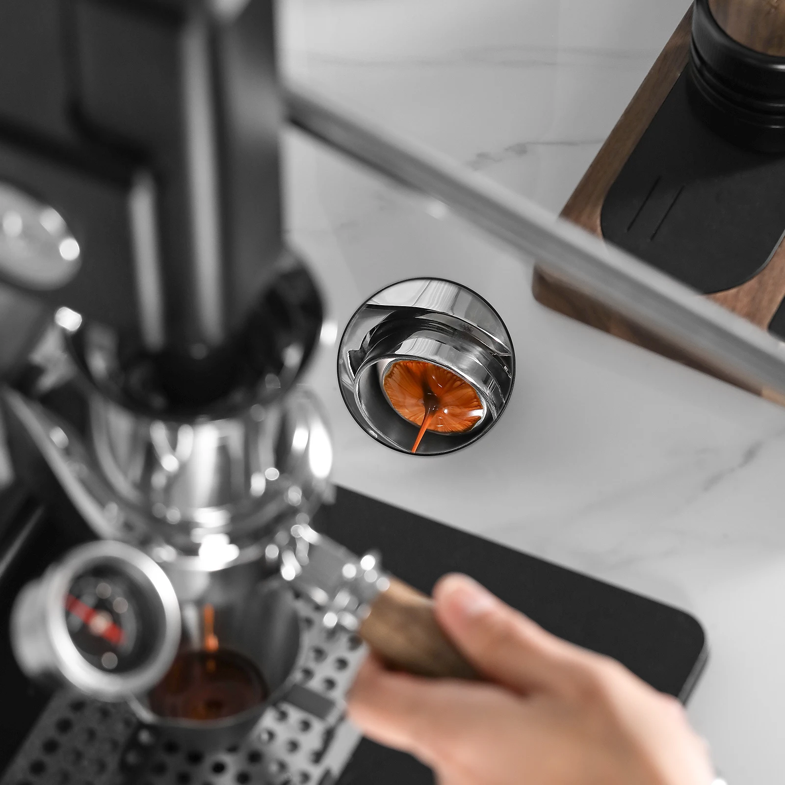 MHW-3BOMBER Espresso Extraction Mirror for Bottomless Portafilter 360° Adjustable Reflector Shot Mirror Coffee Accessories
