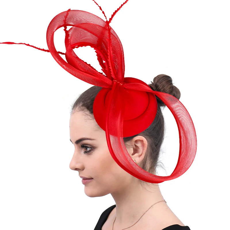 

Big Derby Fashion Mesh Fascinator Hat Hair Clip Elegant Women Bridal Wedding Show Nice Headwear Party Show Hair Accessories