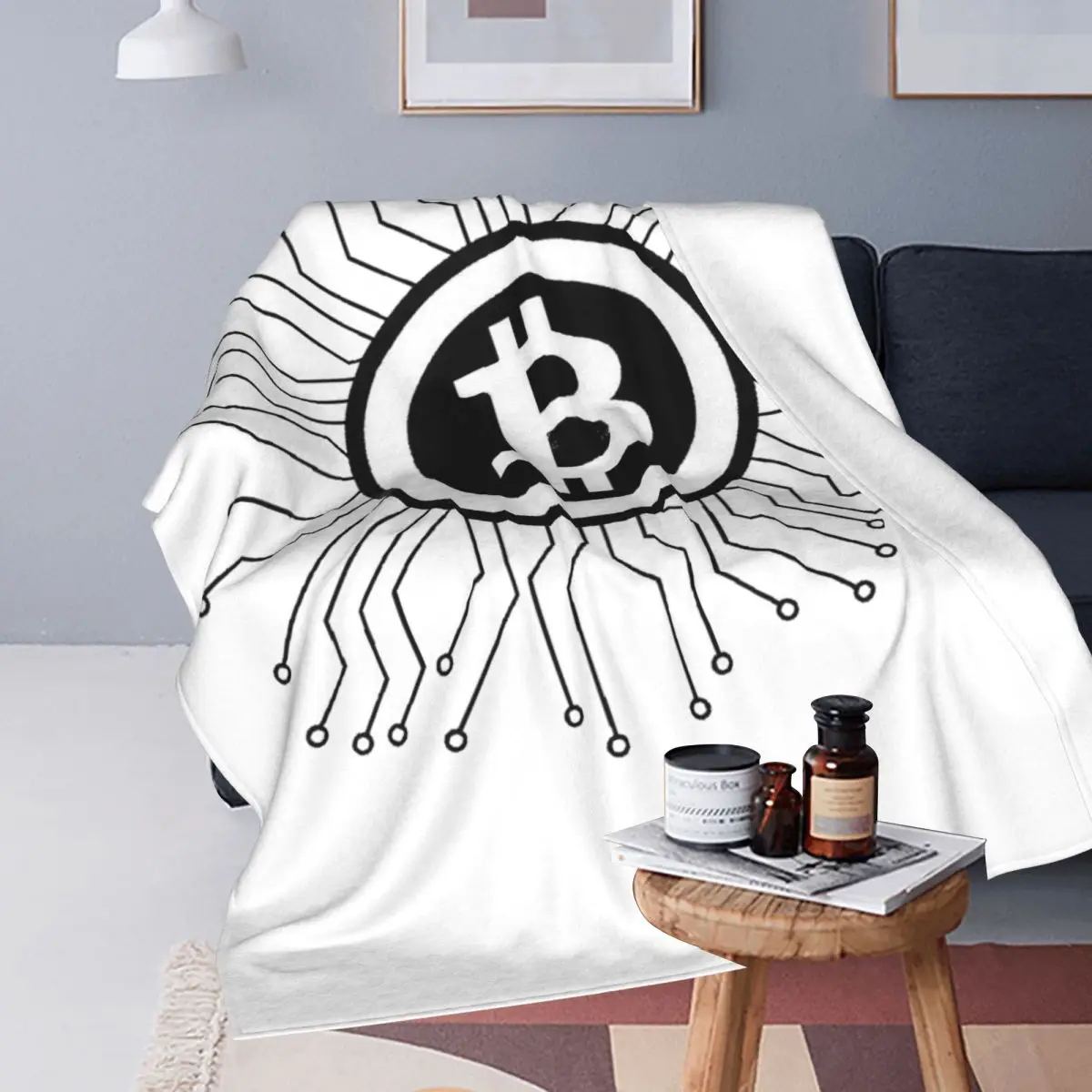 Bitcoin BTC Crypto Currency Blanket Soft Warm Flannel Throw Blanket Bedspread for Bed Travel Home Couch