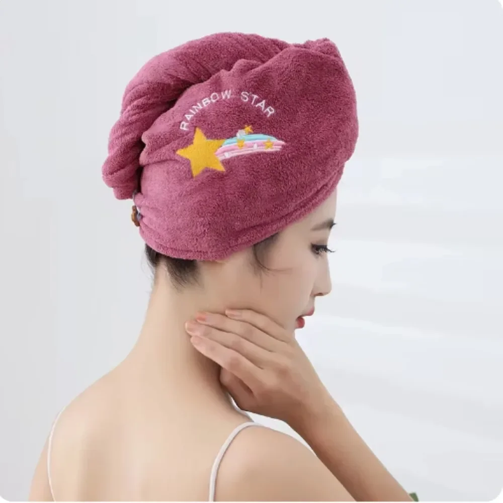 1pc Quickly Dry Hair Hat Super Absorbent Soft Bathroom Women Head Towels Girls Cute Hair Towel Hair Dry Wrap Bonnets image 3