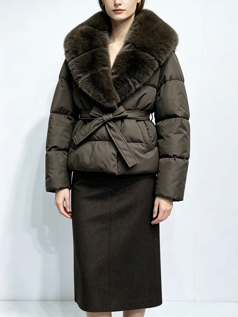 ZADORIN Trendy Women Winter Padded Coat Faux Fur Collar Belted Mid Long Thick Warm Puffer Jacket Woman Parkas Elegant Outerwear
