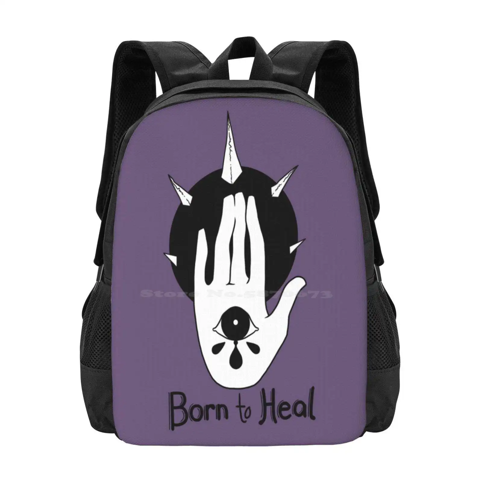 Mochila esotérica Simple para estudiantes universitarios, diseño de patrón de Palma para adolescentes, bolsos planos en blanco y negro, estética mística, mano, ojo, curación, Punk