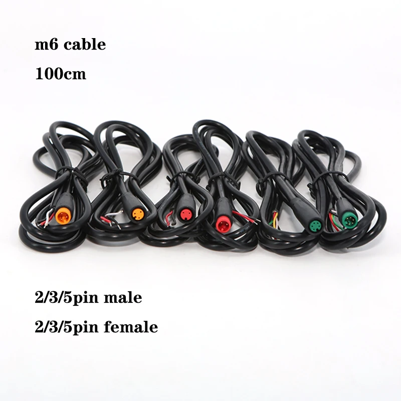 1m waterproof  M6 2 3 5 Pin core 6mm male female ebike Electric bike Butt Cable Plug Connector Scooter Signal Sensor cord