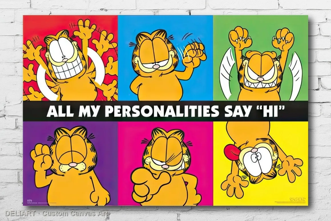 

GARFIELD - PERSONALITIES Canvas Poster Custom Size Available Room Decoration Home Decor Wall Art