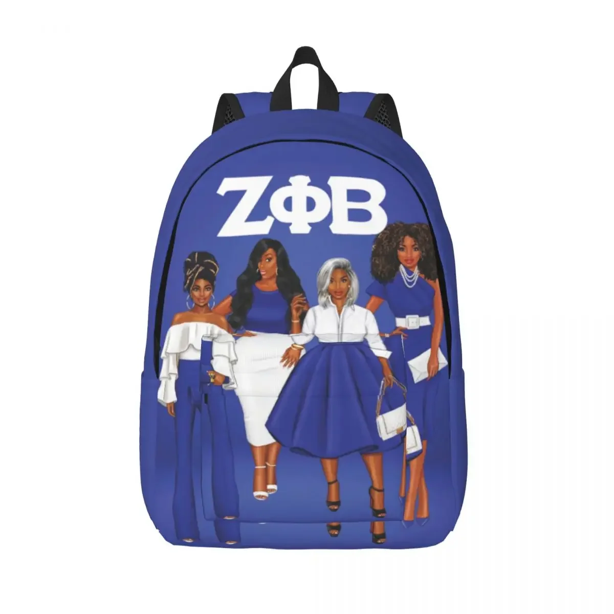 Zeta Phi Beta Sorority Canvas Backpacks for Boys Girls ZOB School College Travel Bags Men Women Bookbag Fits 15 Inch Laptop