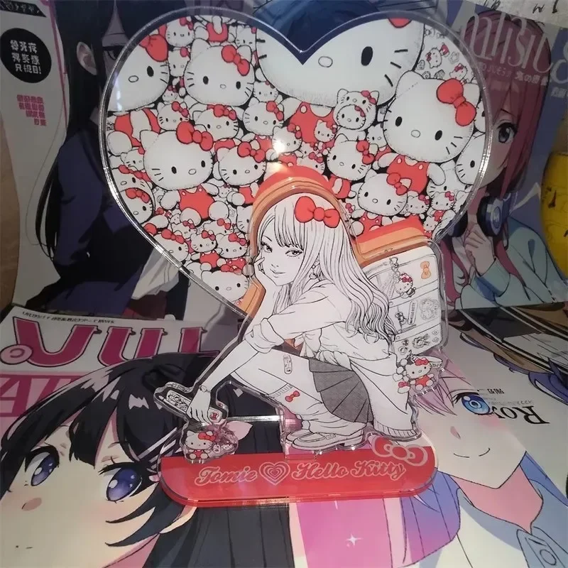 Sanrios Tomie Junji Ito Peripherals Hello Kitty Cosplay Creative Standing Plates Decorations Kawaii Cartoon Desktop Toys Gift
