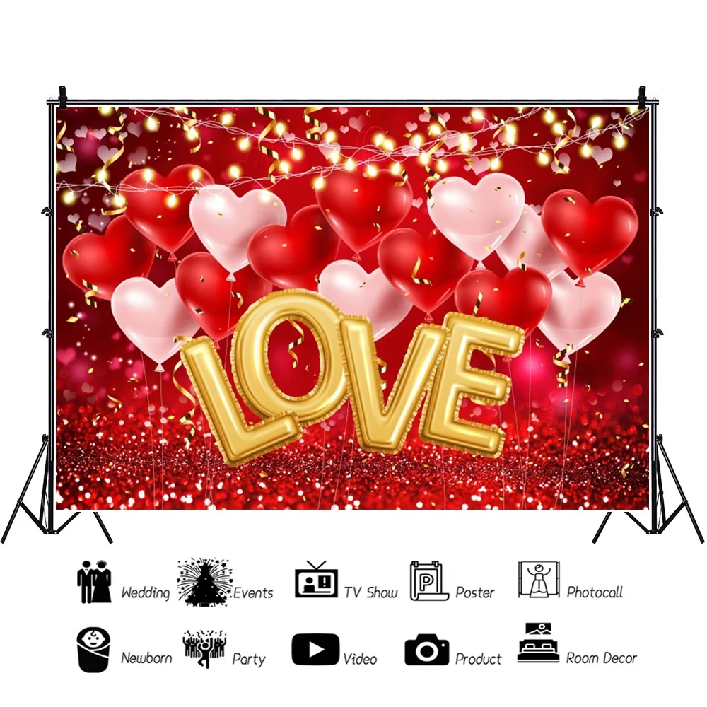 February 14 Valentine's Day Backdrop Decoration Rose Flower Wood Floor Love Heart Wedding Baby Portrait Photo Background Studio