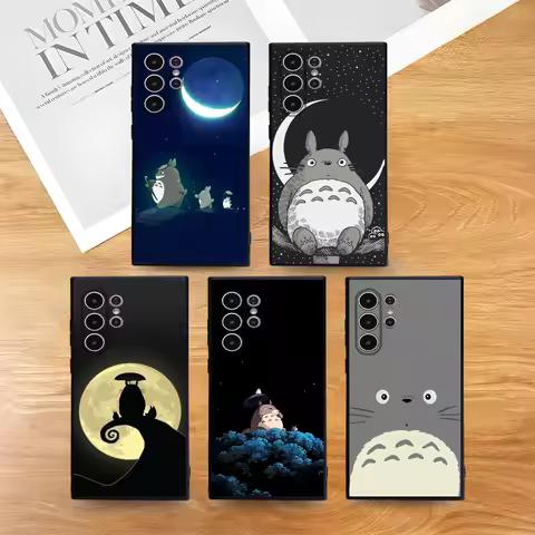 Cartoon Cute T-Totoros Phone Case For Samsung Galaxy S25 S24 S22 S23 Ultra S21 S20 Plus 5G Frosted Non-Slip Full Cover