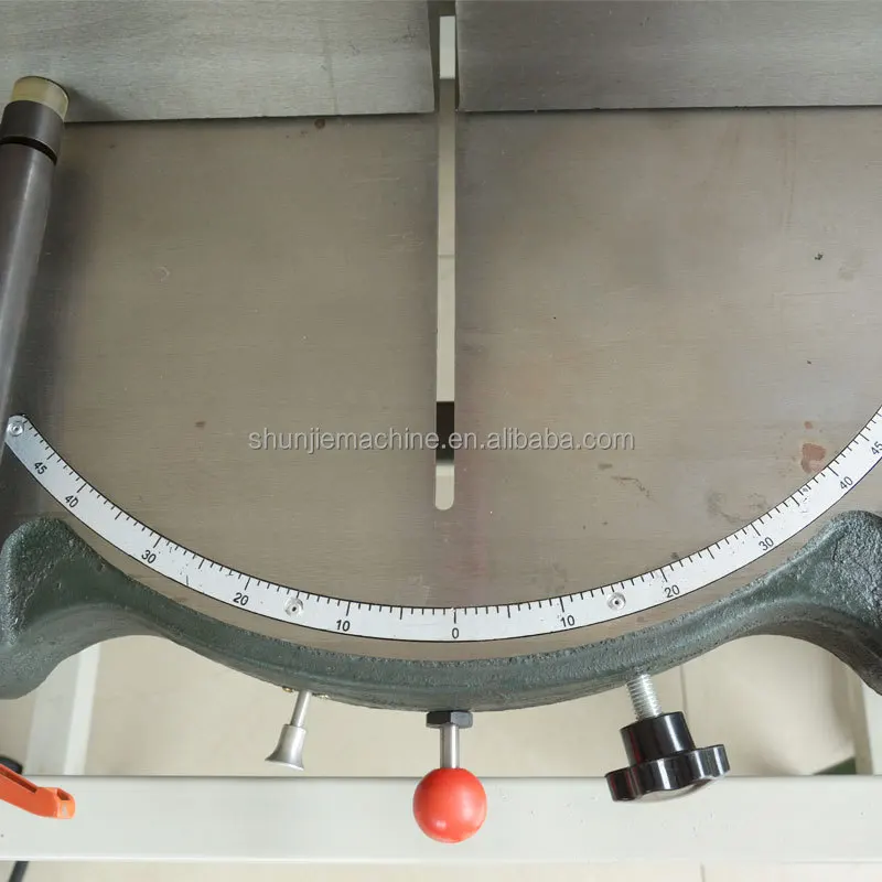 Mesin Pemotong Pintu Jendela Aluminium Manual Dapat Diputar Tepat 12 14 16 18 Inci Pemotong 45 Derajat 90 Derajat